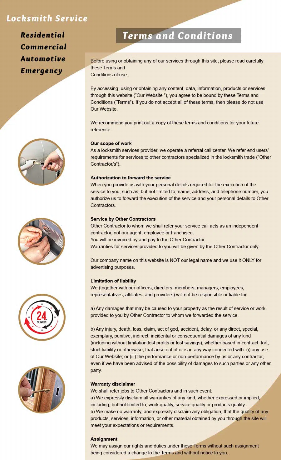 Oceanport Locksmith, Oceanport, NJ 732-508-2070 - Terms-and-Condition
